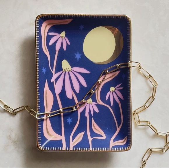 Gorgeous Stocking Stuffer Flowers Hand painted Ceramic Trinket Dish in Gift Box - Picture 1 of 5